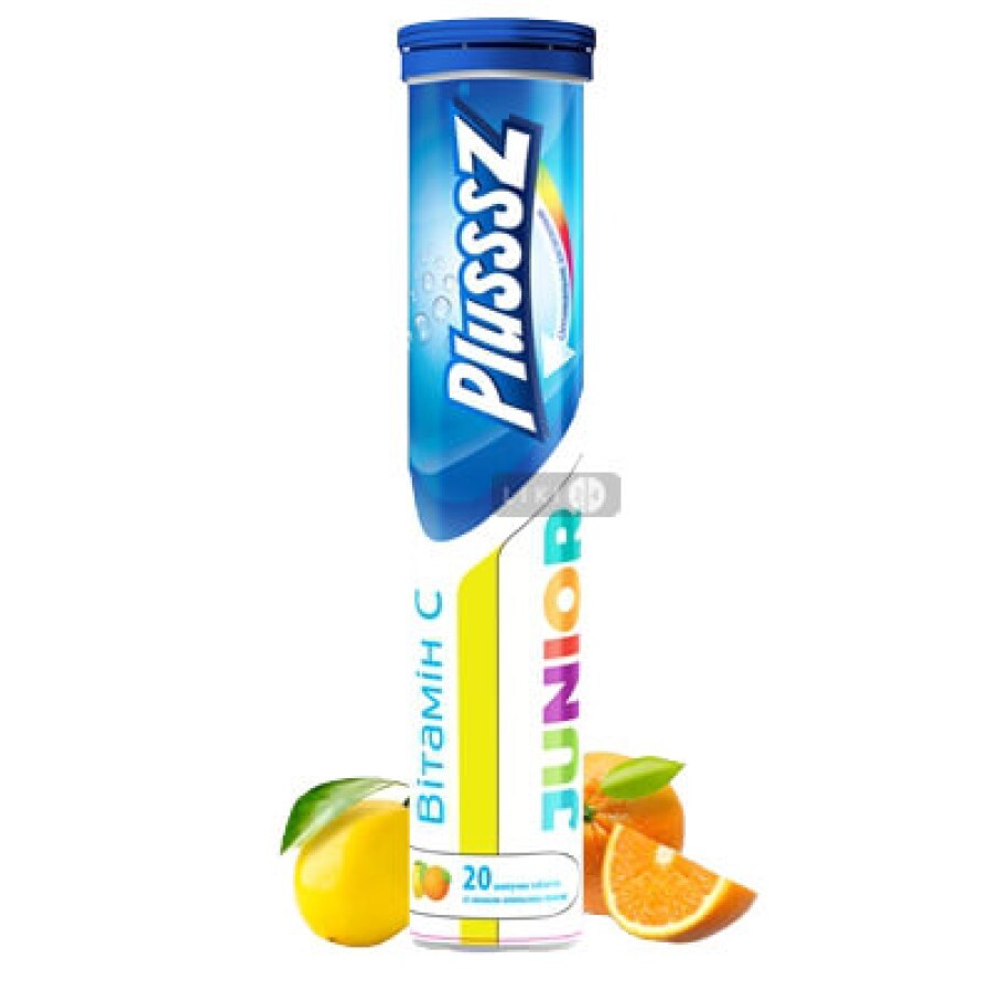 Вітаміни Plusssz Junior + вітамін С табл.шип. по 4.3 г, апельсин/лимон №20: ціни та характеристики