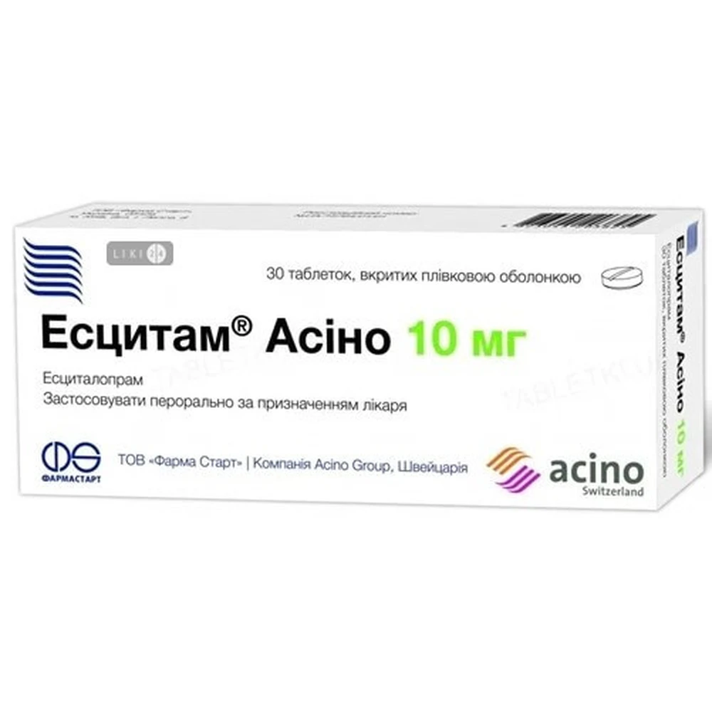 Есцитам асіно табл. в/плівк. обол. 10 мг блістер №10