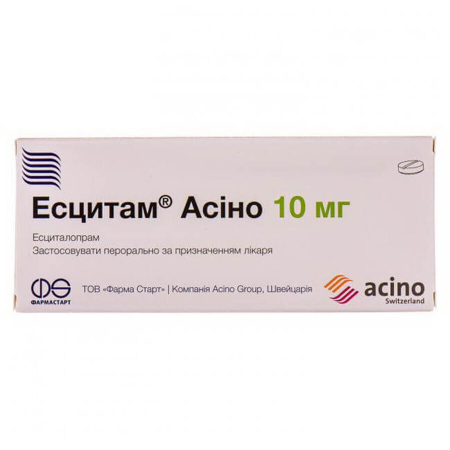 Есцитам асіно таблетки в/плівк. обол. 10 мг блістер №60