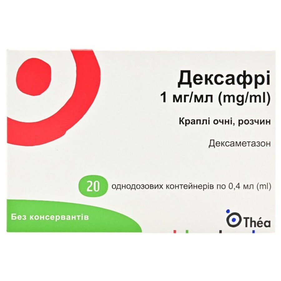 Дексафрі 1 мг/мл краплі очні, розчин саше 0,4 мл, №20: ціни та характеристики