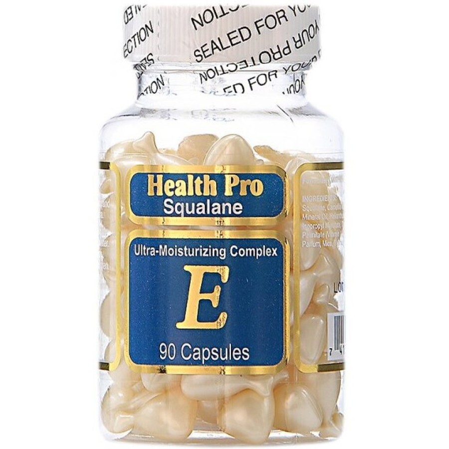 Комплекс HealthPro Squalane зволоження для обличчя та шиї зі скваланом і вітаміном Е капсули, №90: ціни та характеристики