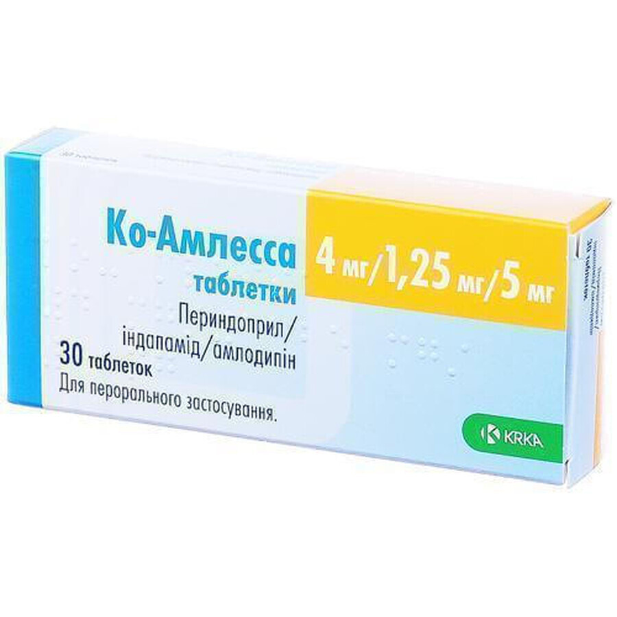 Ко-Амлесса табл., 4 мг/1,25 мг/5 мг №30: ціни та характеристики