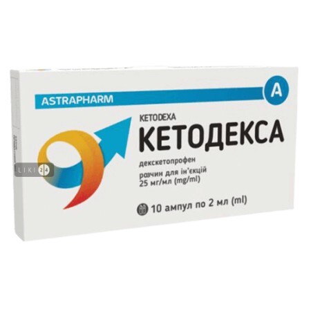 Кетодекса р-н д/ін. 25 мг/мл амп. 2 мл, блістер в карт. коробці №10