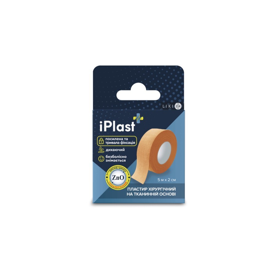 Пластир медичний iPlast хірургічний на тканинній основі 2 см х 5 м 1 шт: ціни та характеристики