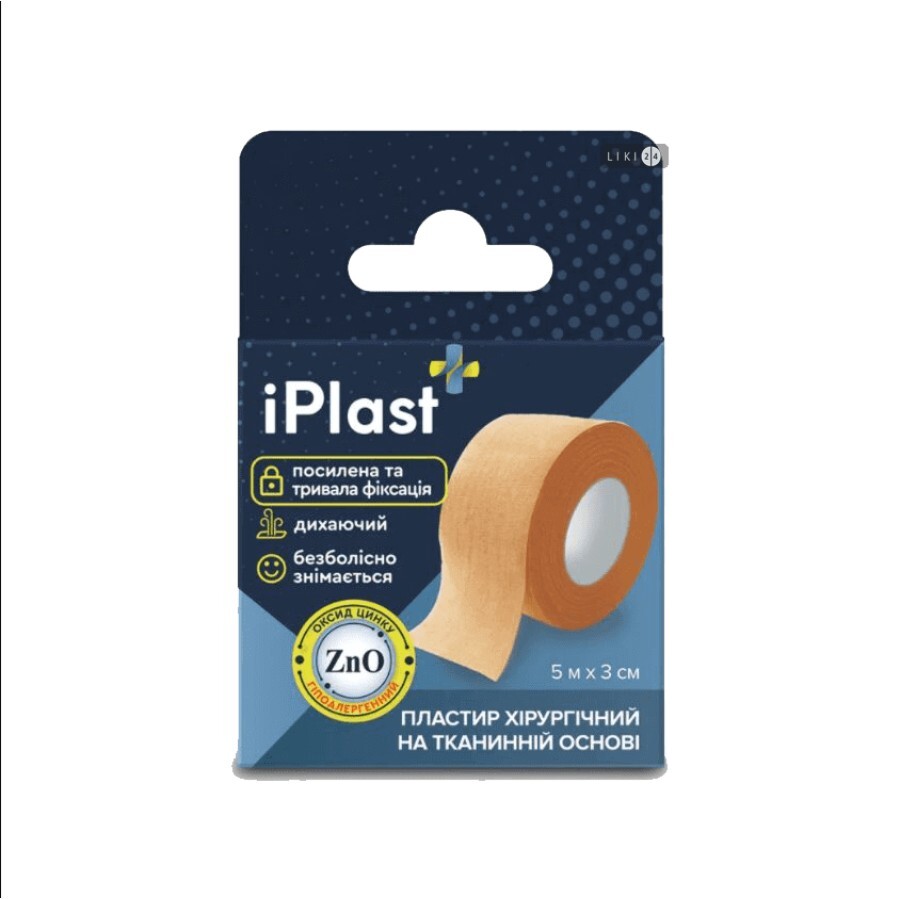 Пластырь медицинский iPlast хирургический на тканевой основе, 3 см х 5 м, 1 шт: цены и характеристики