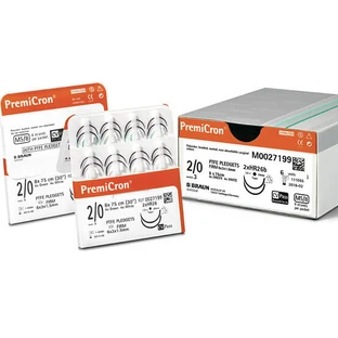 Шовный материал B.Braun PremiCrone, USP 2/0 (3) 90 см, 2 иглы HRC17 CV, №24,зеленый