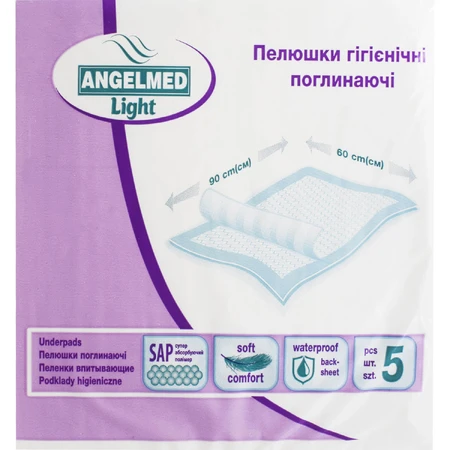 Пеленки гигиенические впитывающие Angelmed (АнгелМед) light размер 60см x 90см 5 шт: цены и характеристики