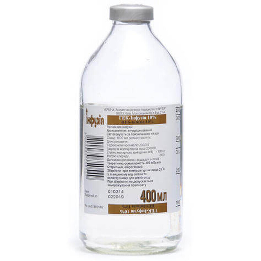 Гек-инфузия 10% р-р д/инф. 10 % бутылка 400 мл: цены и характеристики