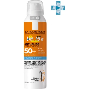 Сонцезахисний водостійкий спрей-міст La Roche-Posay Anthelios Dermo-Kids для чутливої ​​шкіри дітей з дуже високим ступенем захисту SPF50 + 125 мл