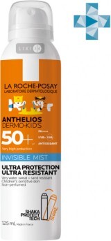 Солнцезащитный спрей-мист La Roche-Posay Anthelios Dermo-Kids ультралегкий водостойкий для чувствительной кожи детей с SPF50+, 125 мл