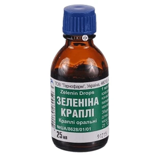 Зеленина капли оральные флакон капельница, 25 мл
