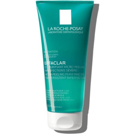 Гель-микропилинг La Roche-Posay Effaclar для очищения проблемной кожи лица и тела для уменьшения устойчивых недостатков, 200 мл