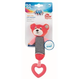 Игрушка плюшевая 68/055, 0+ мес. с пищалкой и прорезывателем, BEARS, коралл