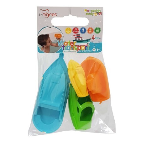 Іграшки з полімерних матеріалів 39546, набір іграшок д/купания, "Водний транспорт", 4 шт.