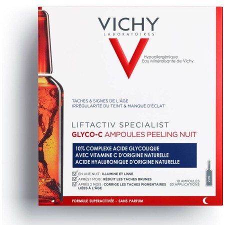 Ночной концентрат Vichy Liftactiv Specialist Глико-С с эффектом пилинга в ампулах для ухода за кожей, 10х2 мл