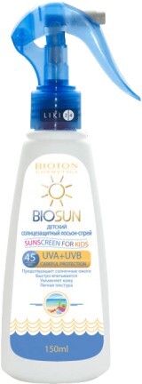 Детский солнцезащитный лосьон-спрей Bioton Cosmetics SPF 45 150 мл
