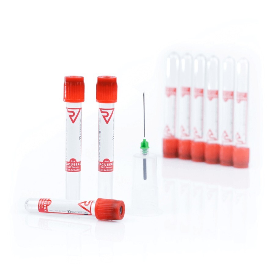 Пробірка вакуумна для забору крові vacusera стерильна 13 х 75 мм з активатором згортання 4 мл, з червоною кришкою, IVD №100: ціни та характеристики