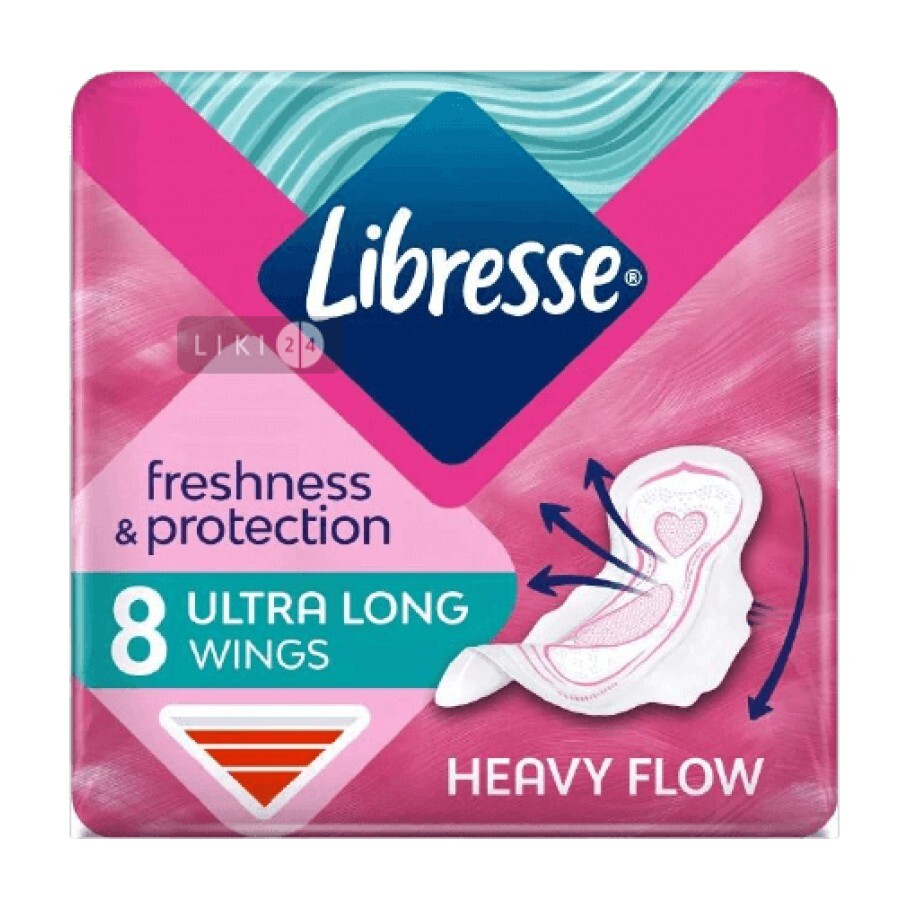 Прокладки жіночі гігієнічні libresse ultra long freshness and protection with wings №8: ціни та характеристики