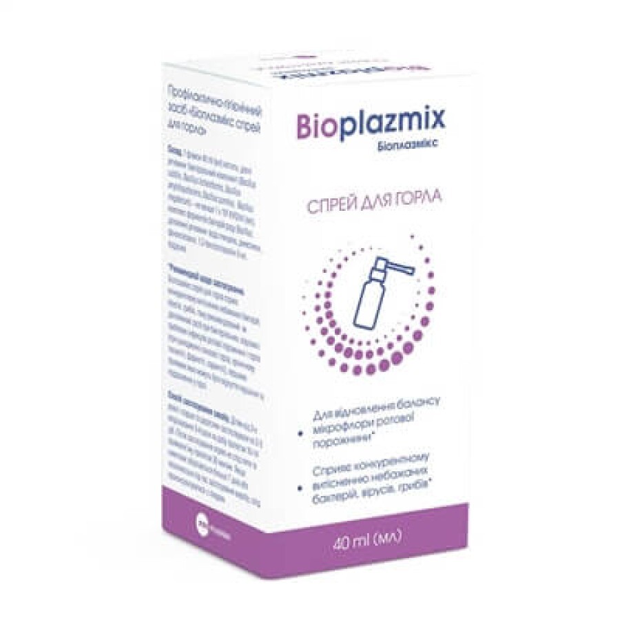 Биоплазмикс спрей для горла 50 мл: цены и характеристики