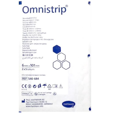 Пластирні стрічки хірургічні Hartmann Omnistrip стерильні 6 мм х 101 мм, 10 смужок в пакеті: ціни та характеристики