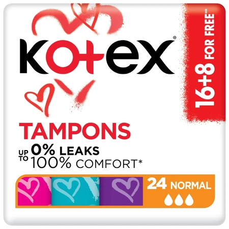 Тампоны гигиенические Kotex Normal 16 шт+8 шт (акция): цены и характеристики