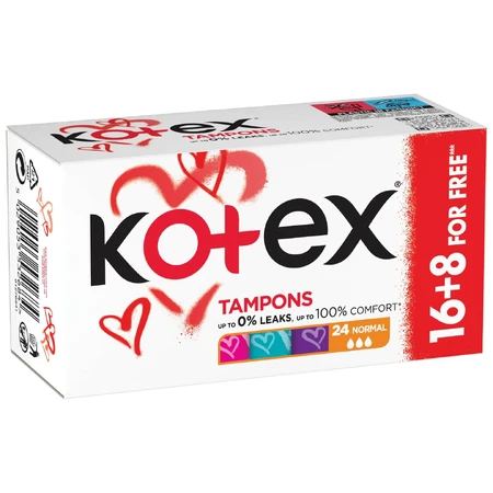 Тампоны гигиенические Kotex Normal 16 шт+8 шт (акция): цены и характеристики