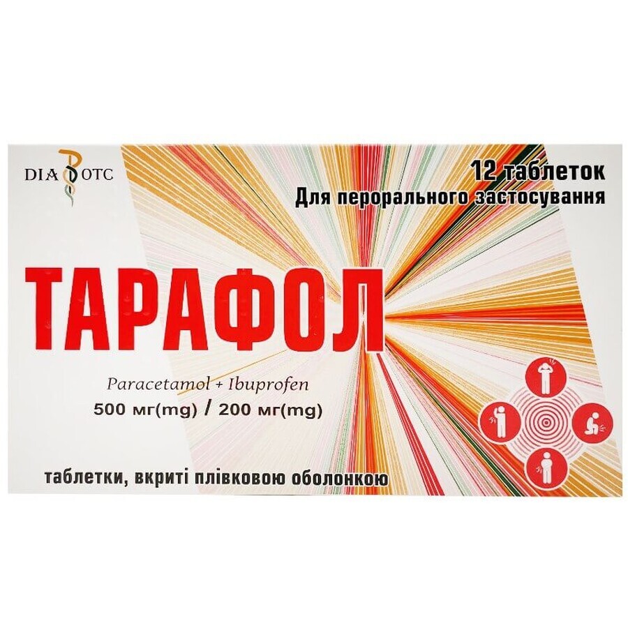 Тарафол 500 мг/200 мг таблетки, вкриті плівковою оболонкою, 12 шт.: ціни та характеристики