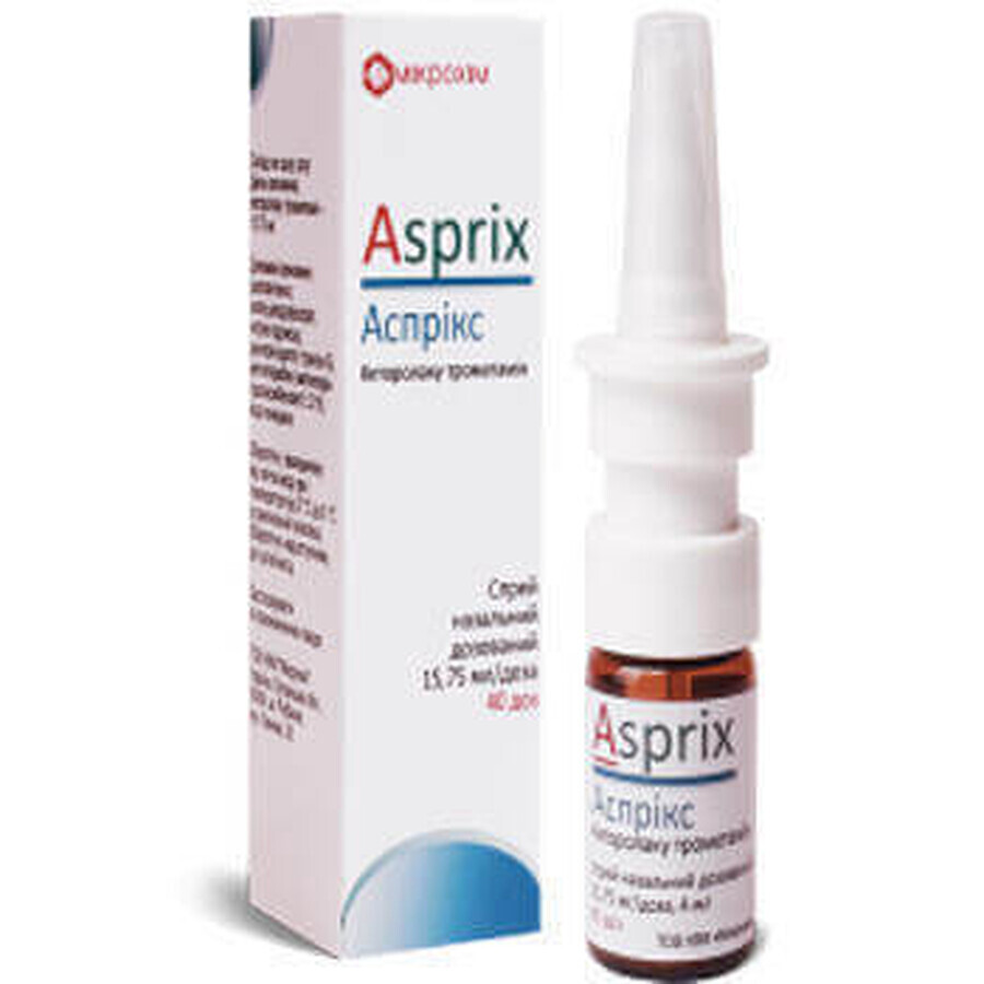 Асприкс спрей назал. дозир. 15,75 мг/доза фл. 4 мл: цены и характеристики