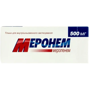 Меронем порошок для инъекций или инфузий по 500 мг фл. №10
