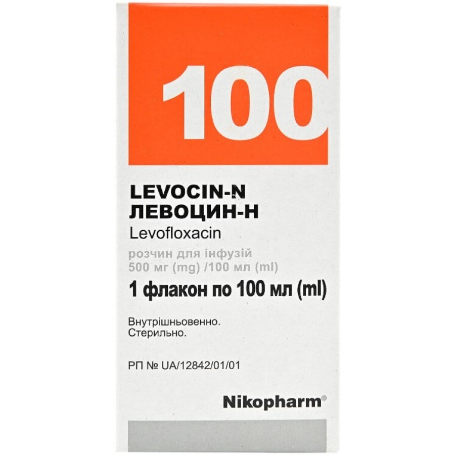 Левоцин-н р-н д/інф. 500 мг/100 мл пляшка 100 мл: ціни та характеристики