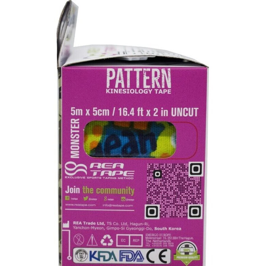 Кинезио тейп Rea Tape Ultra Pattern 5м х 5см, монстрики: цены и характеристики