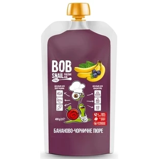 Пюре фруктовое Bob Snail Pouch Банан-Черника, пастеризованное, 400 г