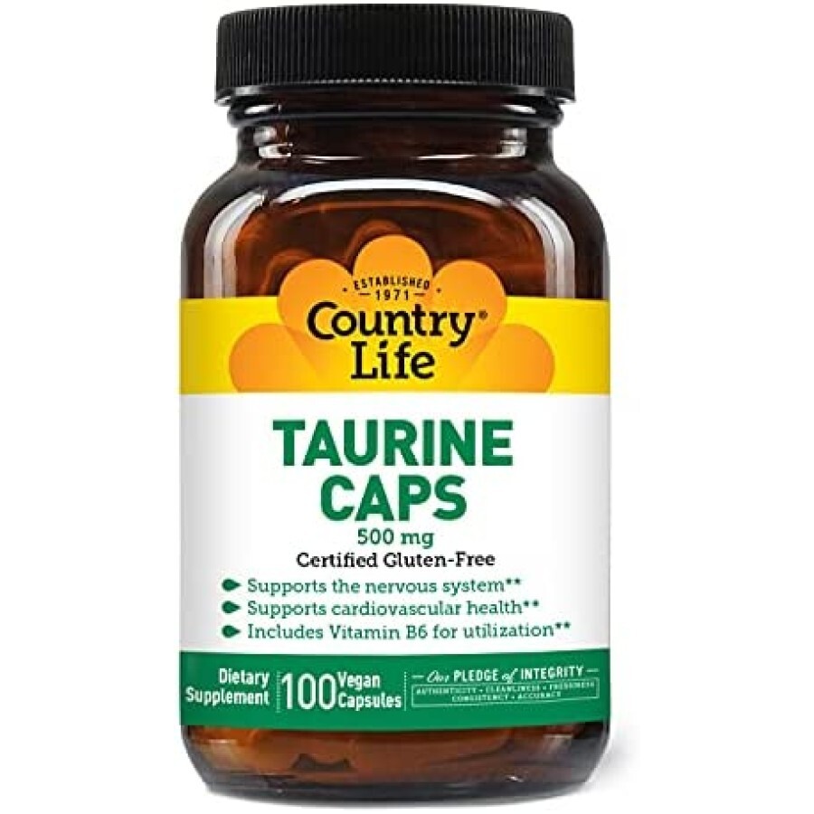 Таурин 500 мг Country Life  капсули, №100: ціни та характеристики
