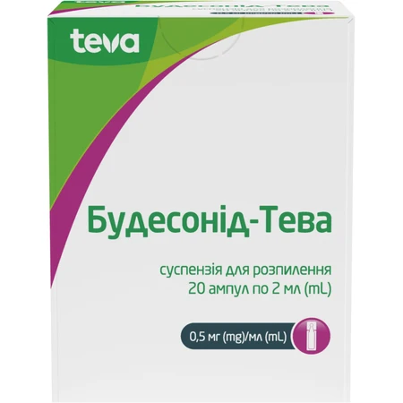 Будесонід-Тева суспензія д/розпил. 0.5 мг/мл по 2 мл №20 (5х4) в амп.: ціни та характеристики