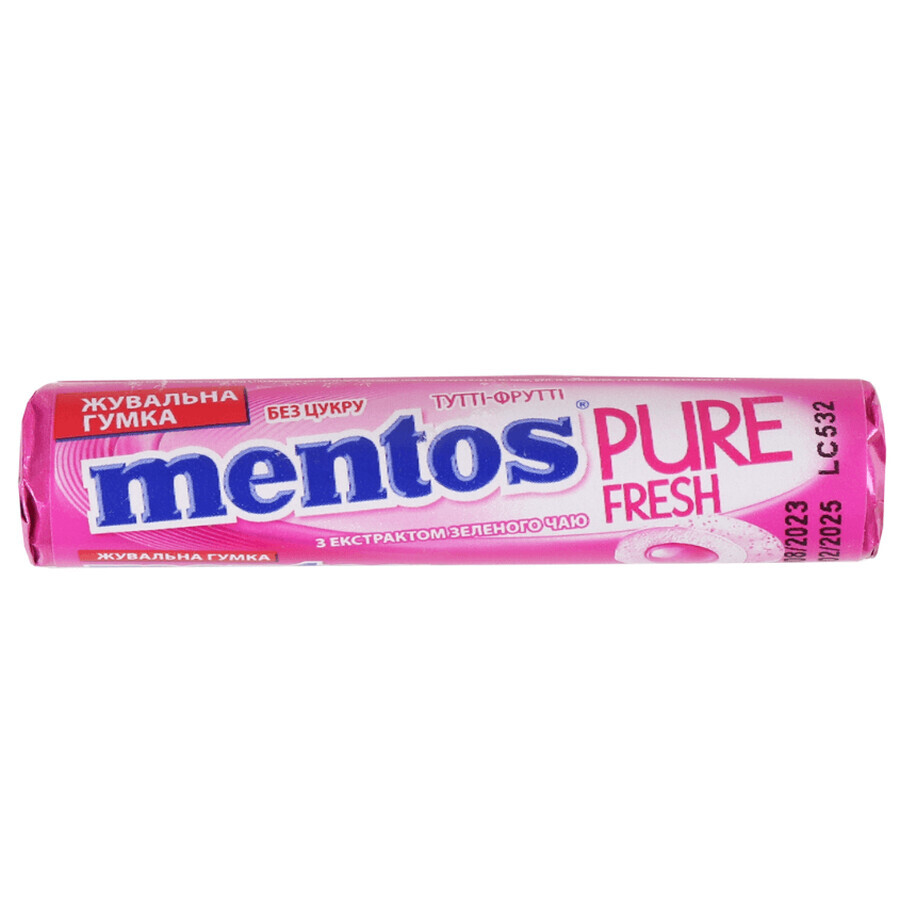 Гумка жувальна Mentos Pure fresh Тутті-фрутті, 15.75 г: ціни та характеристики