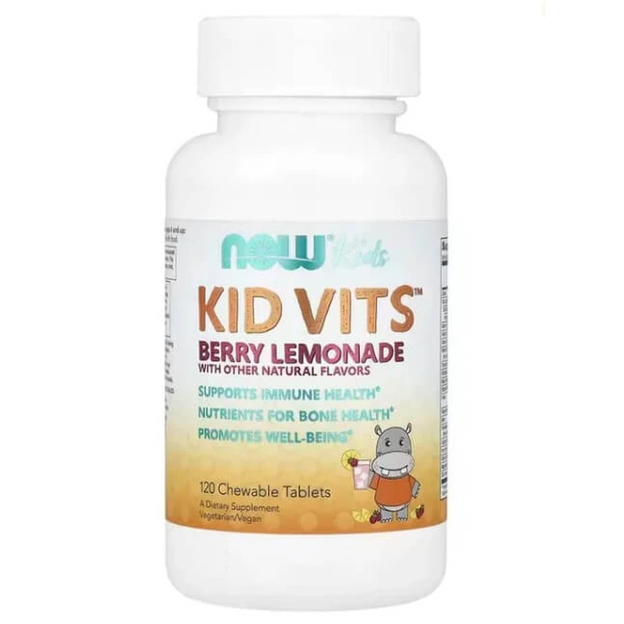 Вітаміни для дітей, Kid Vits, Now Foods, Kids, ягідний лимонад, 120 жувальних таблеток: ціни та характеристики