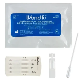 Комбінований тест Wondfo W026-С для визначення ВІЛ 1/2, гепатиту c, гепатиту b, сифілісу
