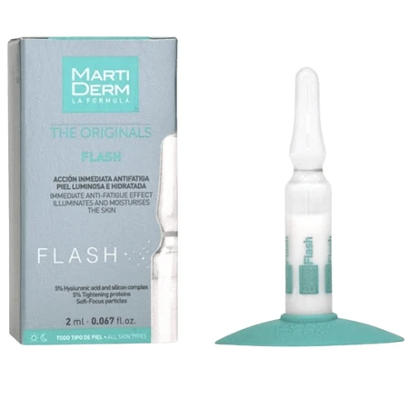 Засіб для обличчя, шиї, зони декольте MartiDerm Flash Ampoules проти ознак втоми для всіх типів шкіри ампула 2 мл, 1 шт.: ціни та характеристики