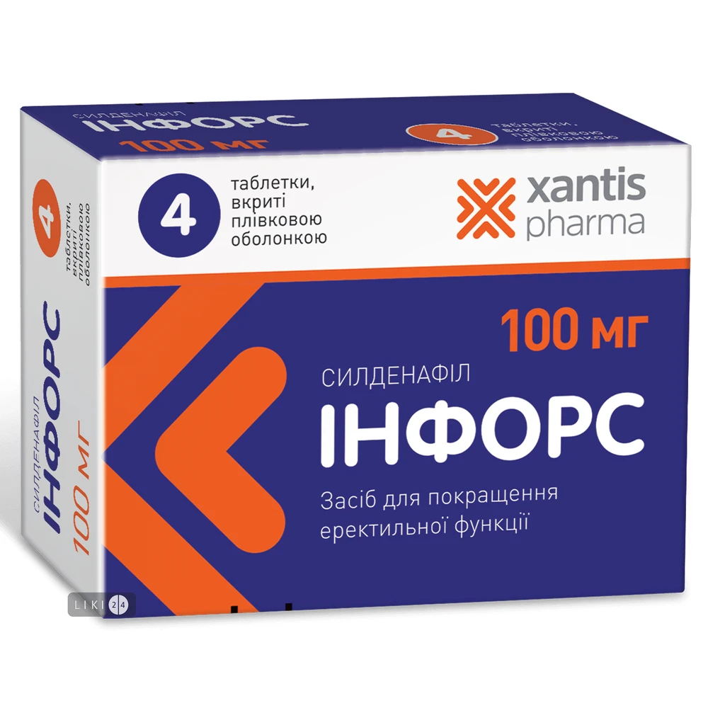 Инфорс табл. п/плен. оболочкой 100 мг блистер №4: цены и характеристики