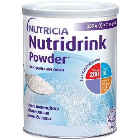  Ентеральне харчування Нутрідірнк Паудер з нейтральним смаком, 335 г. Харчовий продукт для спеціальних медичних цілей