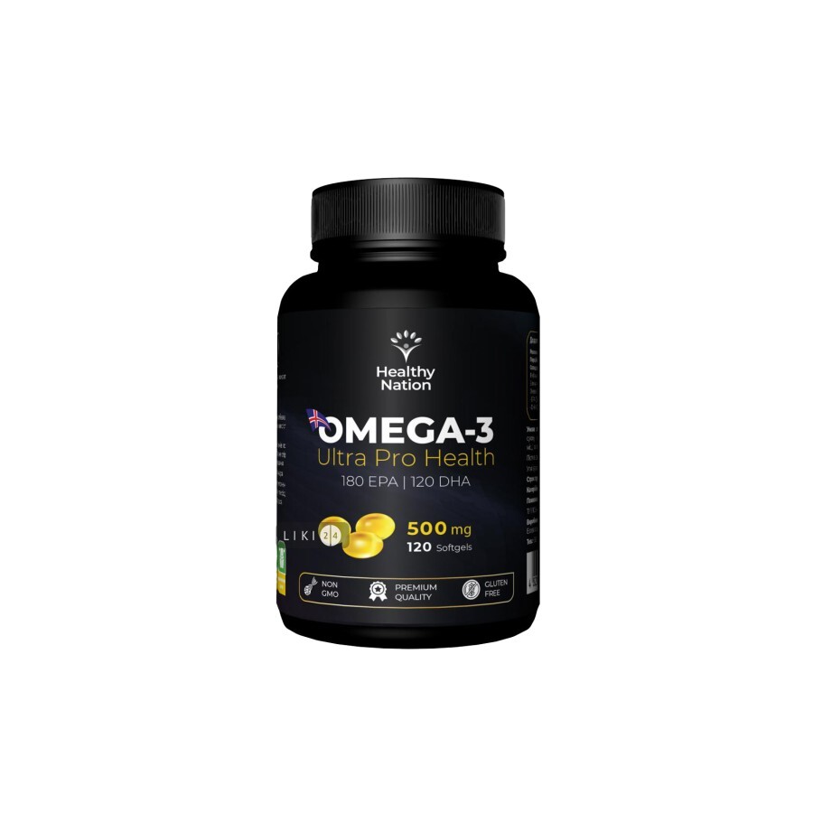 Омега-3 Healthy Nation капсули 500 мг №120 контейнер: ціни та характеристики