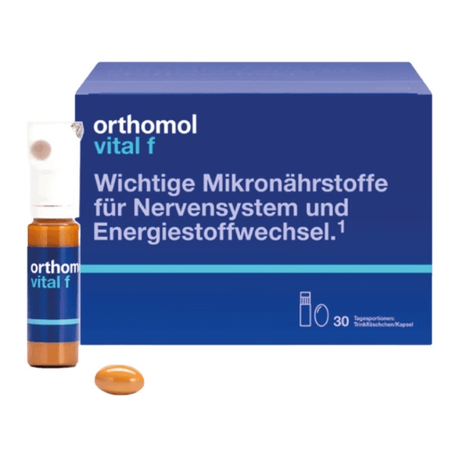 Витаминно-минеральный комплекс Orthomol Vital F (питьевой) 30 капс. + 30 фл. по 20 мл, 30 дней: цены и характеристики