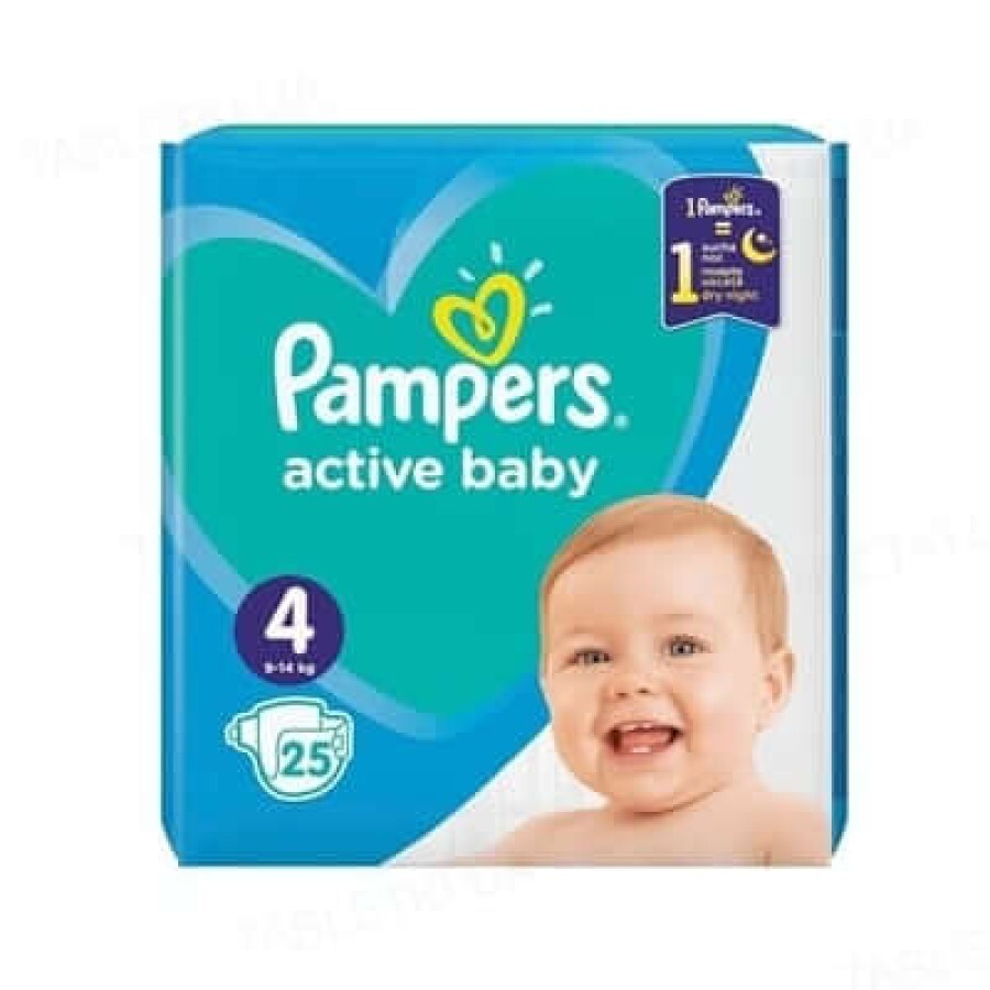 Подгузники Pampers Active Baby Maxi (9-14 кг), №25: цены и характеристики