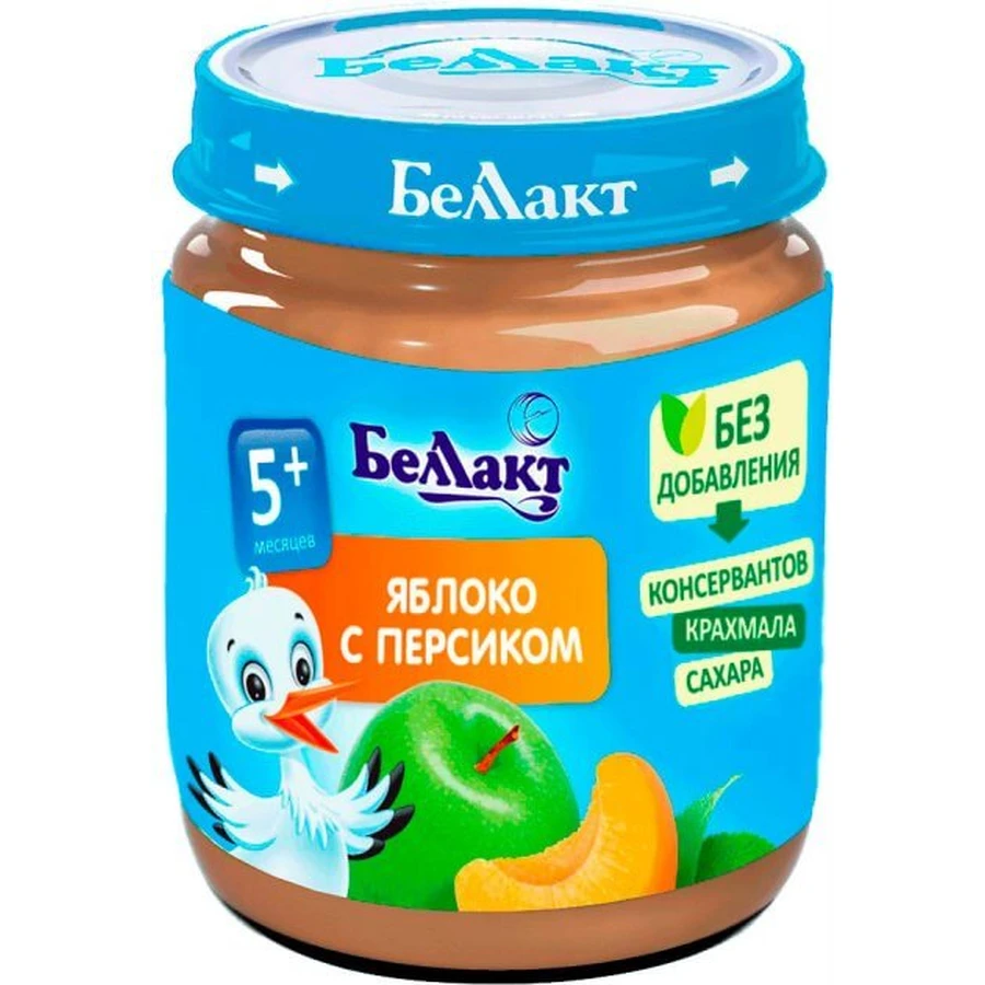 Пюре Беллакт Яблоко-персик, 100 г с 5 мес.: цены и характеристики