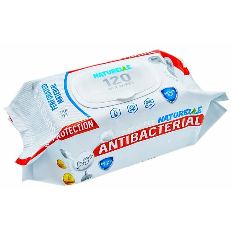 Вологі серветки Naturelle Antibacterial D-Panthenol, антибактеріальні з пантенолом, іонами срібла, №120: ціни та характеристики