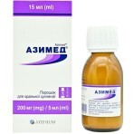 Азимед 200 мг/5 мл порошок для оральної суспензії флакон 15 мл, з калібрувальним шприцом та мірною ложечкою: ціни та характеристики