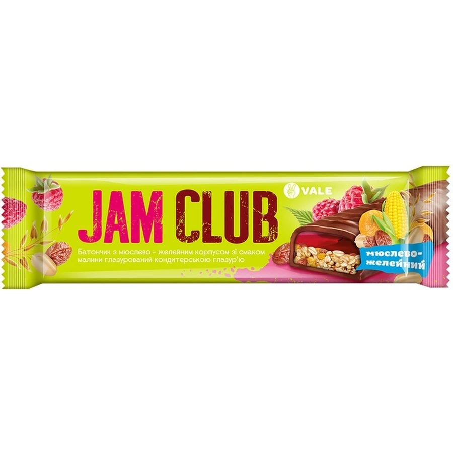 Батончик Jam Club мюслево-желейний малина 40 г: ціни та характеристики