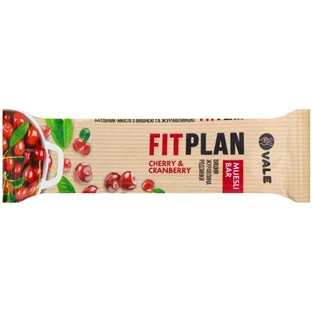 Батончик-мюслі Fitplan Vale з вишнею та журавлиною, 30 г