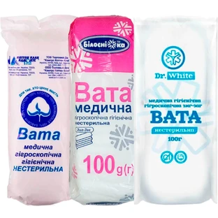 Вата нестерильна 100 г зіг-заг 