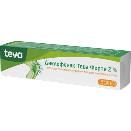 Диклофенак-Тева Форте 2% гель туба, 50 г: ціни та характеристики